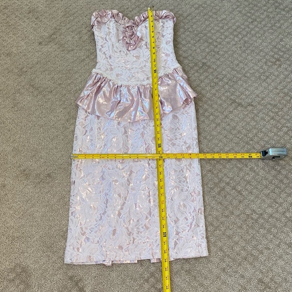 1980s Scott McClintock Metallic Pink & Lace Dress (A8) - Picture 10 of 14